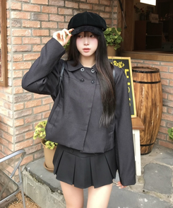 플리츠 미니스커트 블랙