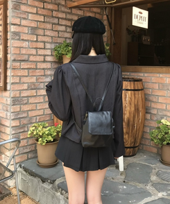 플리츠 미니스커트 블랙