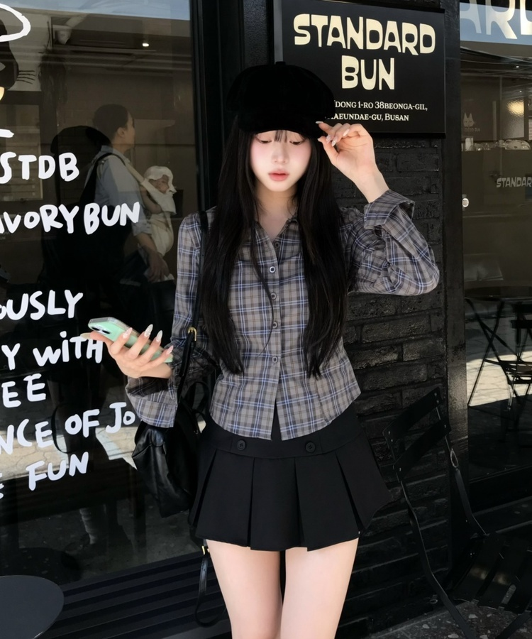 플리츠 미니스커트 블랙