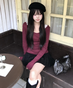 【1+1⭐기획】레이어드 슬림 컬러 긴팔 티셔츠 9color 와인