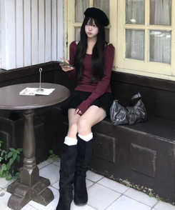 【1+1⭐기획】레이어드 슬림 컬러 긴팔 티셔츠 9color 와인