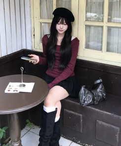 【1+1⭐기획】레이어드 슬림 컬러 긴팔 티셔츠 9color 와인
