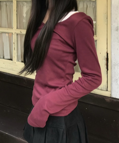 【1+1⭐기획】레이어드 슬림 컬러 긴팔 티셔츠 9color 와인