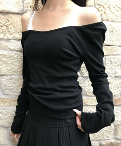 【1+1⭐기획】레이어드 슬림 컬러 긴팔 티셔츠 9color 검정