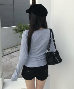 【1+1⭐기획】레이어드 슬림 컬러 긴팔 티셔츠 9color 회색