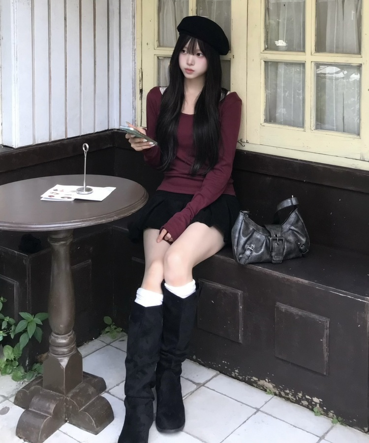 【1+1⭐기획】레이어드 슬림 컬러 긴팔 티셔츠 9color 와인