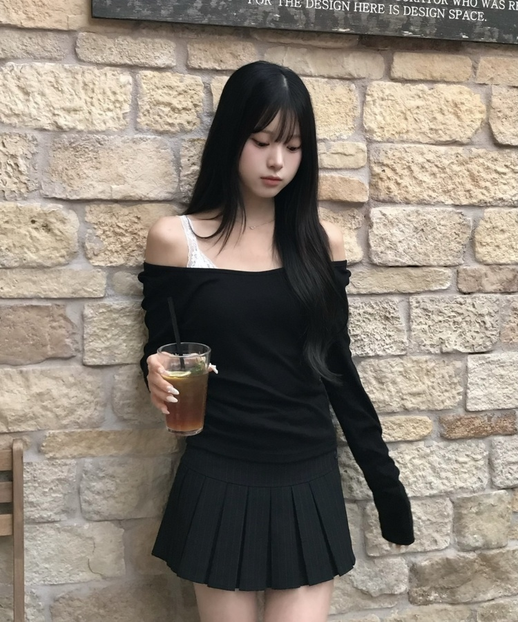 【1+1⭐기획】레이어드 슬림 컬러 긴팔 티셔츠 9color 검정
