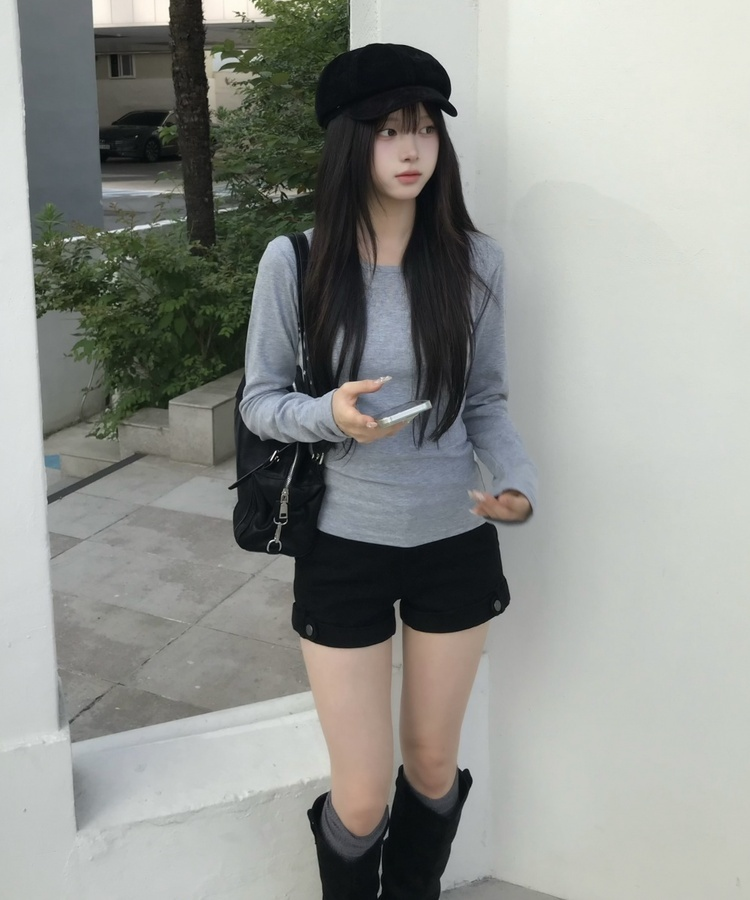 【1+1⭐기획】레이어드 슬림 컬러 긴팔 티셔츠 9color 회색