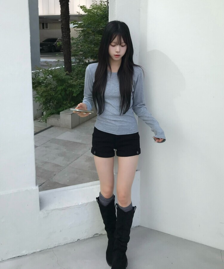 【1+1⭐기획】레이어드 슬림 컬러 긴팔 티셔츠 9color 회색