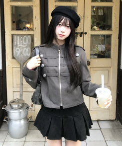 스웨이드 플리츠 미니스커트 검정