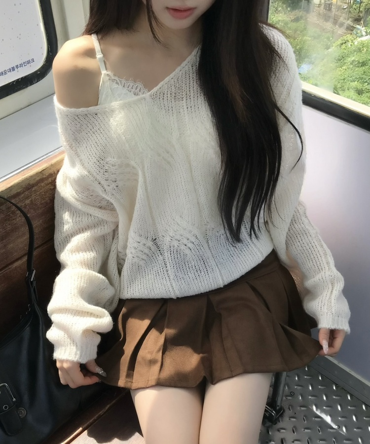 스웨이드 플리츠 미니스커트 밤색