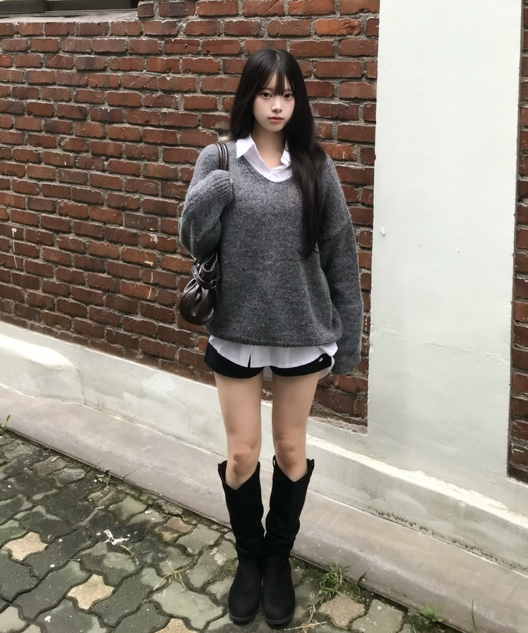 팬던트 니트 숏팬츠  블랙