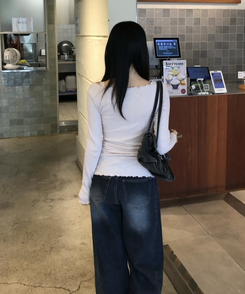 워싱 핀턱 와이드 팬츠 그레이시진청