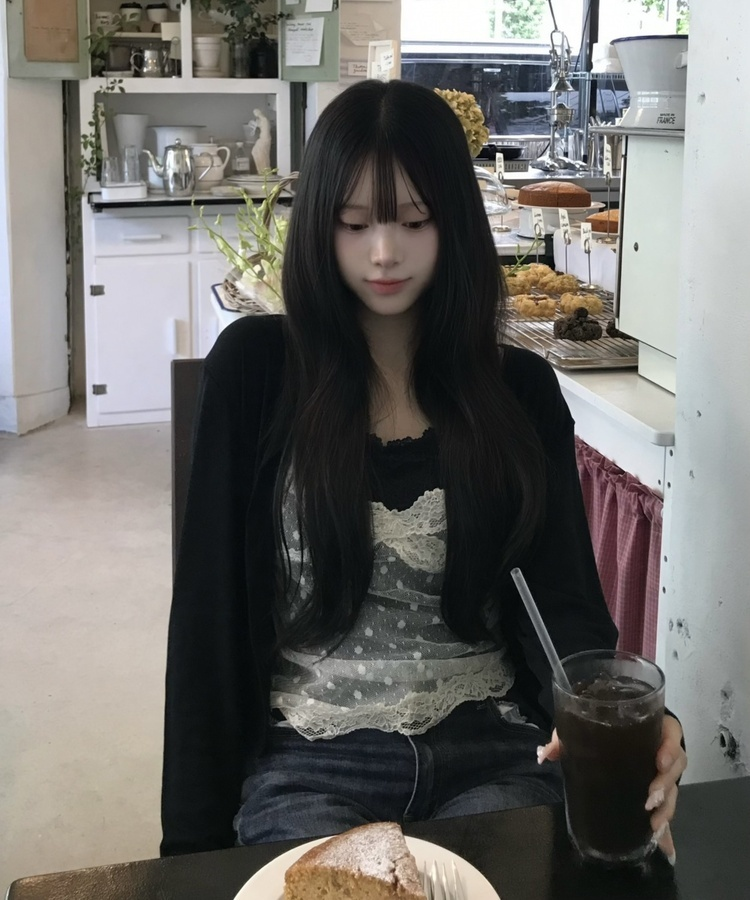 【SET】도트 레이스 + 나시 가디건 블랙