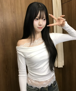 레이스 오프숄더 긴팔 T셔츠 아이