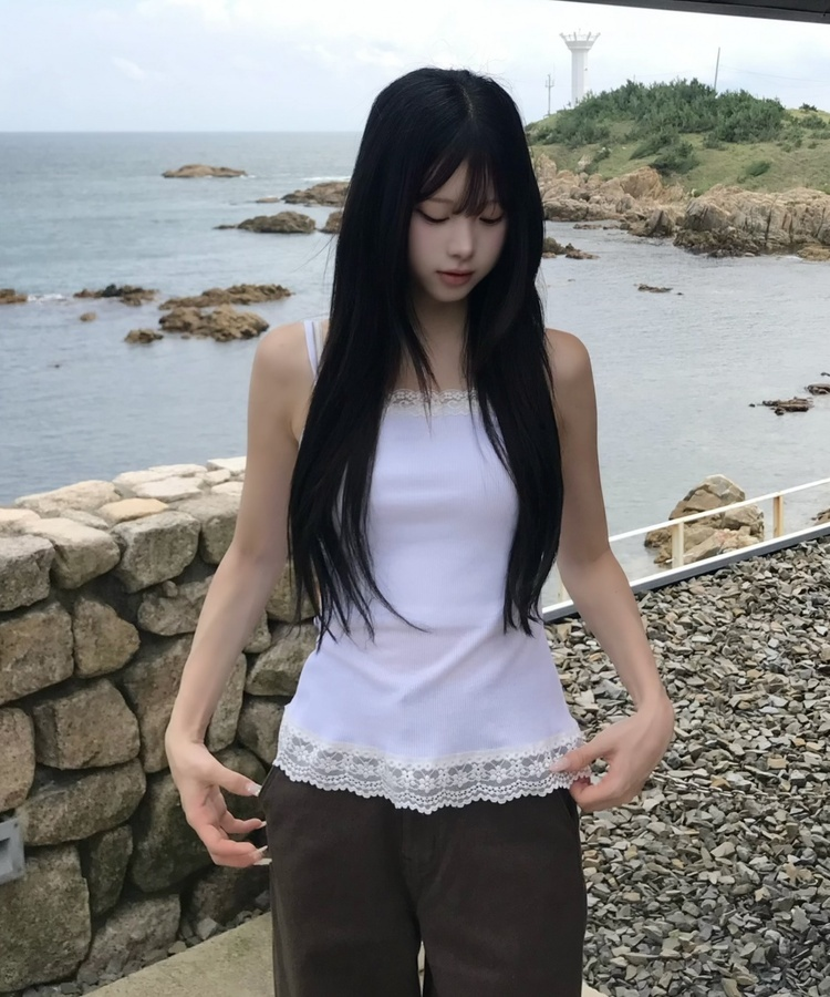 베이직 레이스 캐미솔 흰색