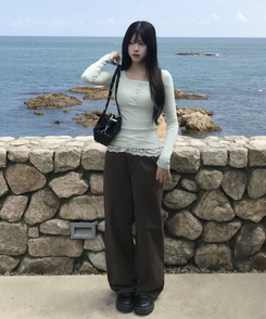 【인생핏✨기장별】코튼 와이드 일자 팬츠 딥브라운
