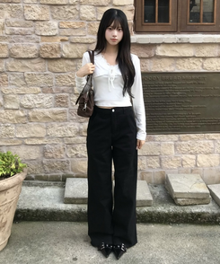 【인생핏✨기장별】코튼 와이드 일자 팬츠 블랙