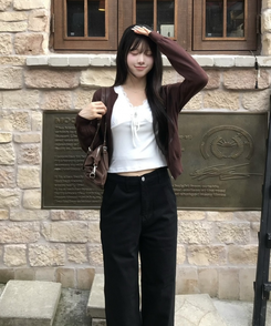 【인생핏✨기장별】코튼 와이드 일자 팬츠 블랙