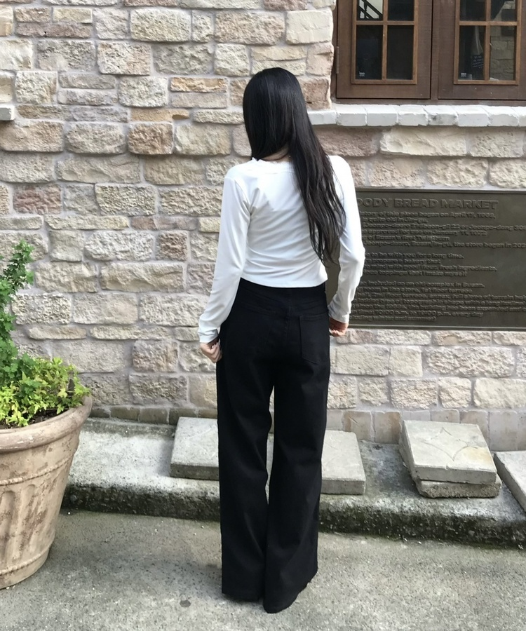 【인생핏✨기장별】코튼 와이드 일자 팬츠 블랙