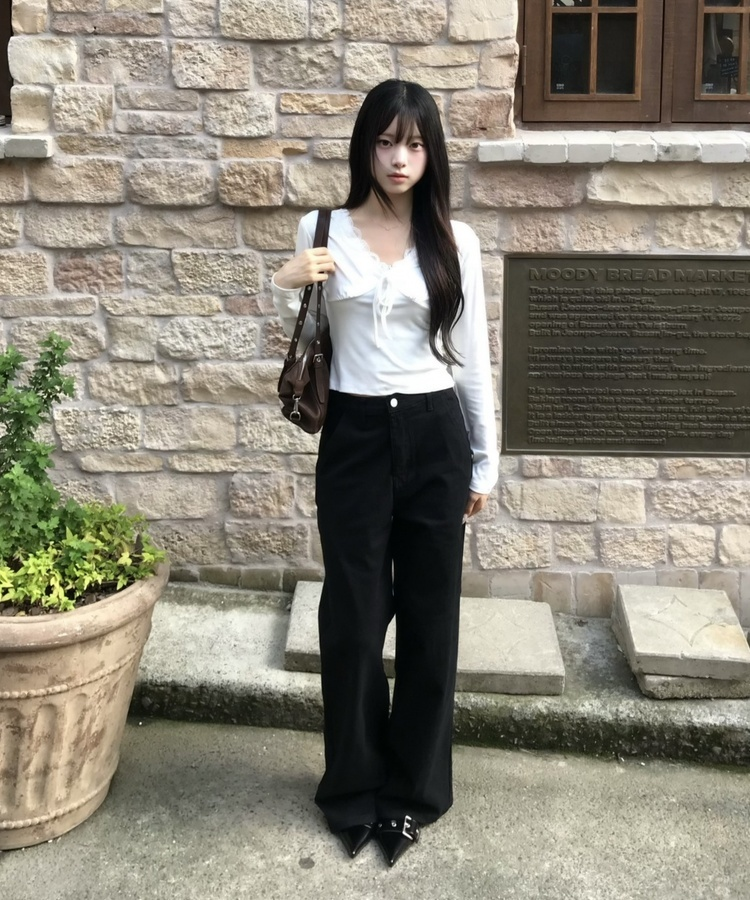 【인생핏✨기장별】코튼 와이드 일자 팬츠 블랙