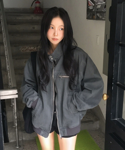 차이나 투버튼 오버핏 야상자켓 3color 차콜