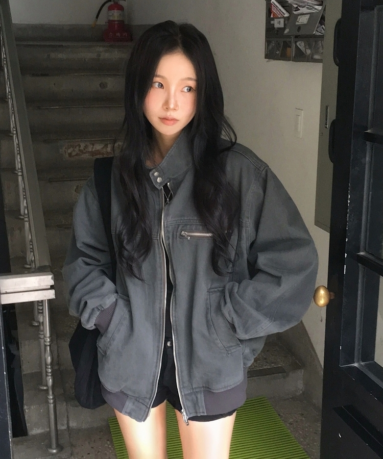 차이나 투버튼 오버핏 야상자켓 3color 차콜