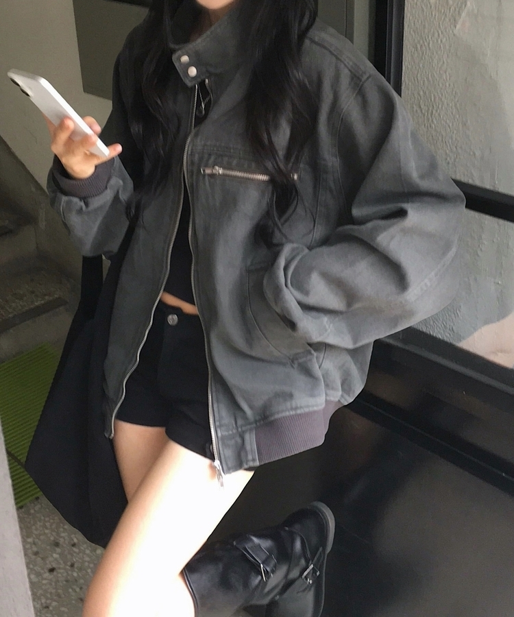 차이나 투버튼 오버핏 야상자켓 3color 차콜