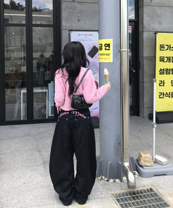 【단독상품】비비드 컬러 크롭 니트 핑크