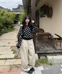 【벌룬핏♥기장별】벌룬 커브 와이드 팬츠 베이지