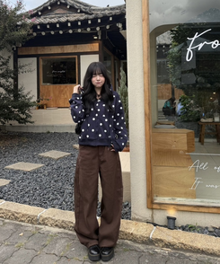 【벌룬핏♥기장별】벌룬 커브 와이드 팬츠 브라운