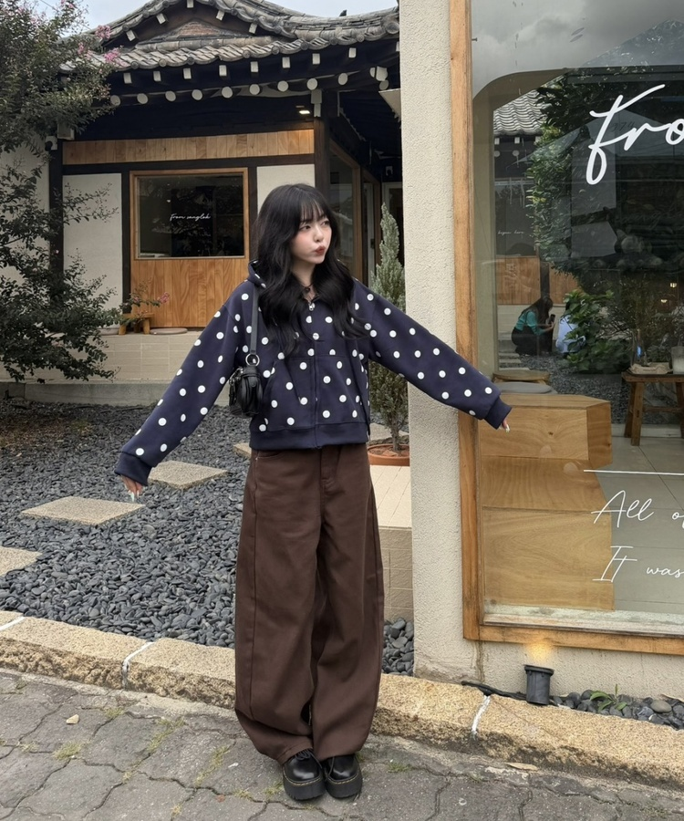 【벌룬핏♥기장별】벌룬 커브 와이드 팬츠 브라운