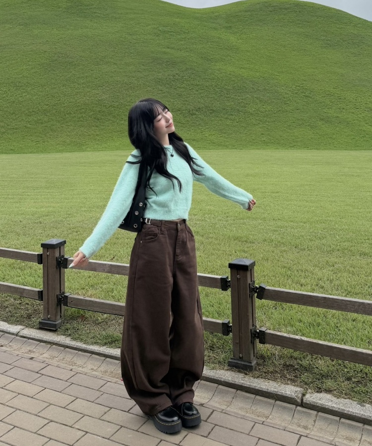 【벌룬핏♥기장별】벌룬 커브 와이드 팬츠 브라운
