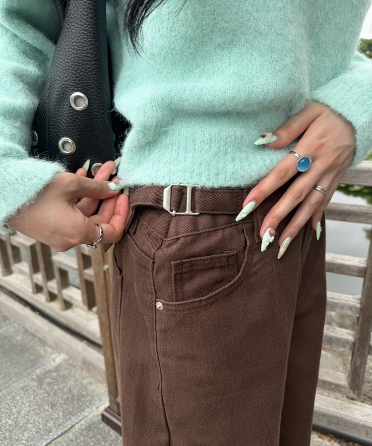 【벌룬핏♥기장별】벌룬 커브 와이드 팬츠 브라운