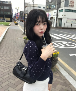 【단독상품】도트 베이직 가디건 곤색