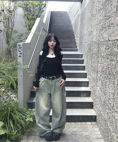 【단독상품/SET】오프숄더 T셔츠+캐미솔 검정