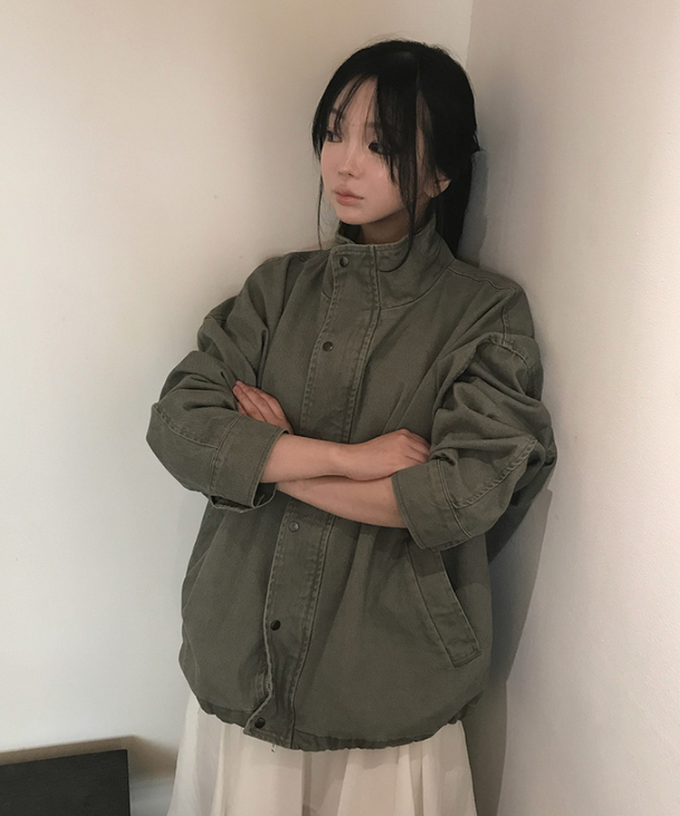 y2k military グランジ ミリタリージャケット カーキ ハイネック ウォッシュミリタリージャケット｜ジャケット｜韓国ファッション通販 SONA