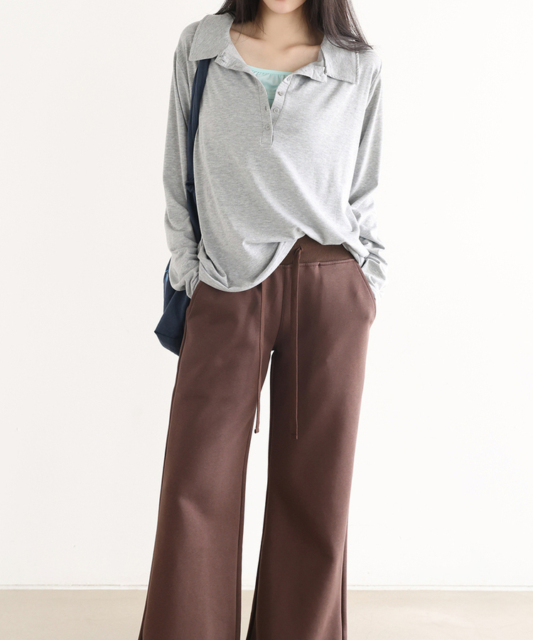SATUR 希少モデル ヘンリーネック 長袖 LL 韓国限定 ルーズヘンリーネックTシャツ｜長袖Tシャツ｜韓国ファッション通販 SONA
