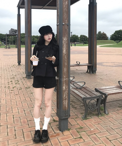 통굽 리본 로퍼 블랙