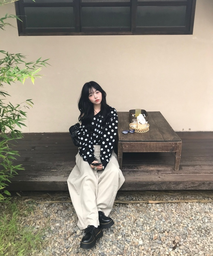 통굽 리본 로퍼 블랙