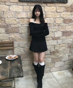 스웨이드 셔링 롱부츠 블랙