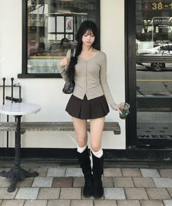 스웨이드 셔링 롱부츠 블랙