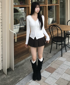 스웨이드 셔링 롱부츠 블랙
