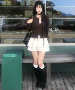 스웨이드 셔링 롱부츠 블랙