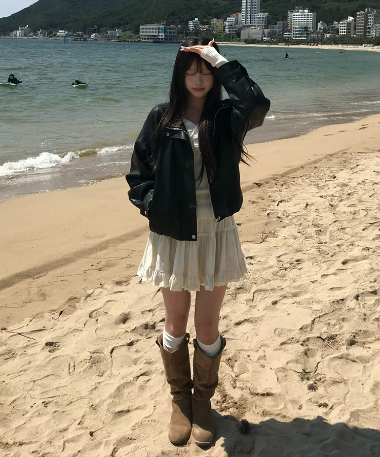 스웨이드 셔링 롱부츠 베이지