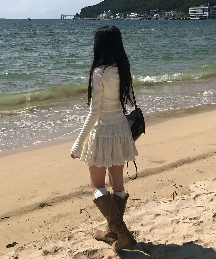 스웨이드 셔링 롱부츠 베이지