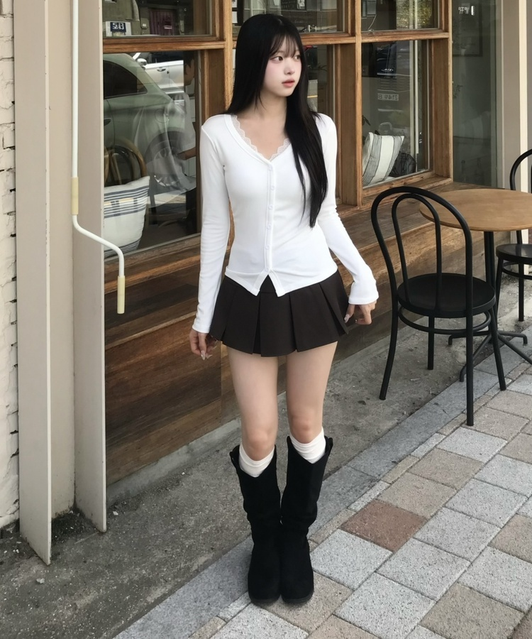 스웨이드 셔링 롱부츠 블랙