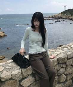 【MADE❤️캡내장】또또 단추 긴팔 티셔츠 민트