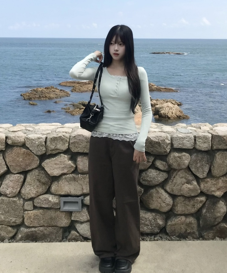 【MADE❤️캡내장】또또 단추 긴팔 티셔츠 민트
