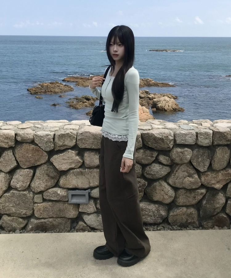 【MADE❤️캡내장】또또 단추 긴팔 티셔츠 민트